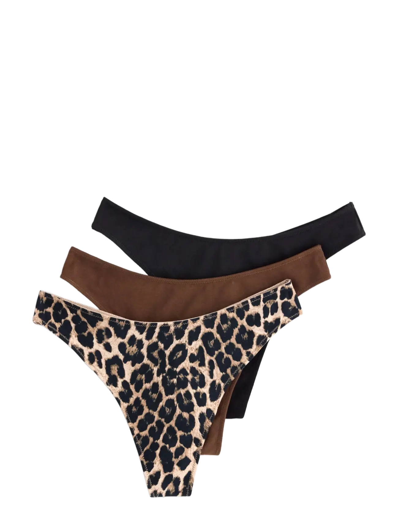Lindex 3-pack thong with low waist - Lindex - DARK BROWN / black