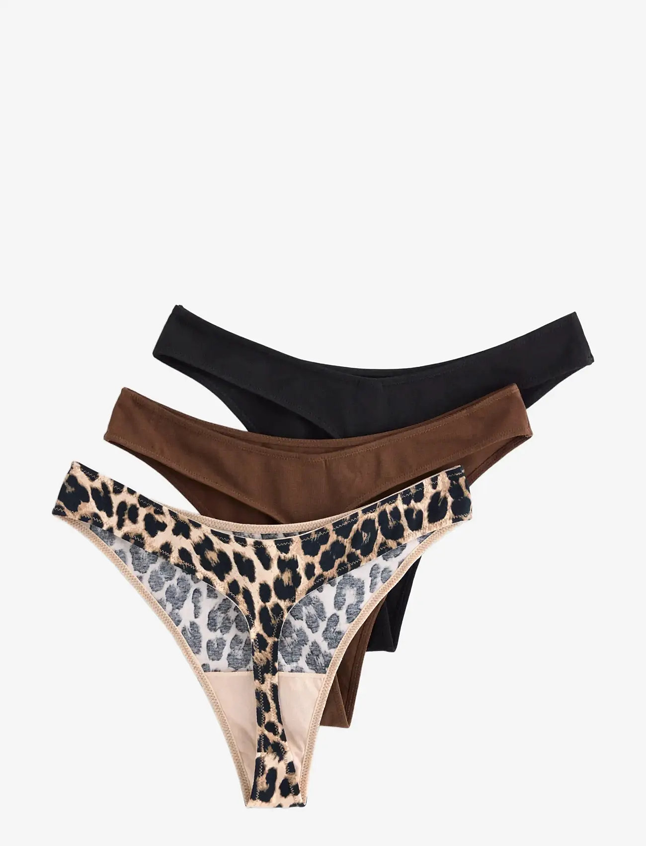 Lindex - 3-pack thong with low waist - stringtrusser - dark brown - 1