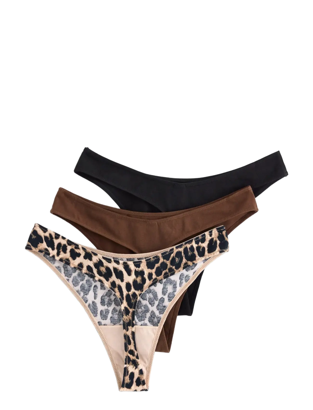 Lindex - 3-pack thong with low waist - thongs - dark brown - 1