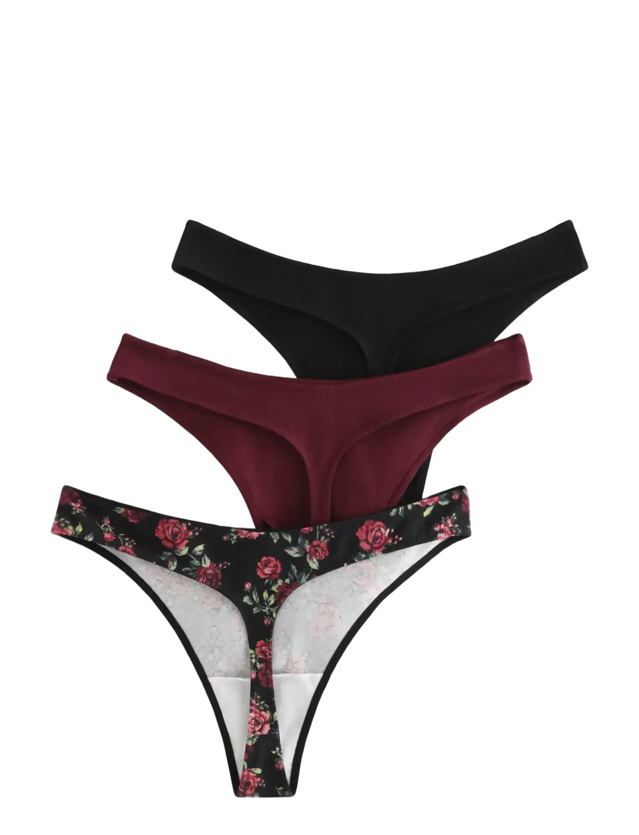 Lindex - 3-pack thong with low waist - dark dusty red - 2