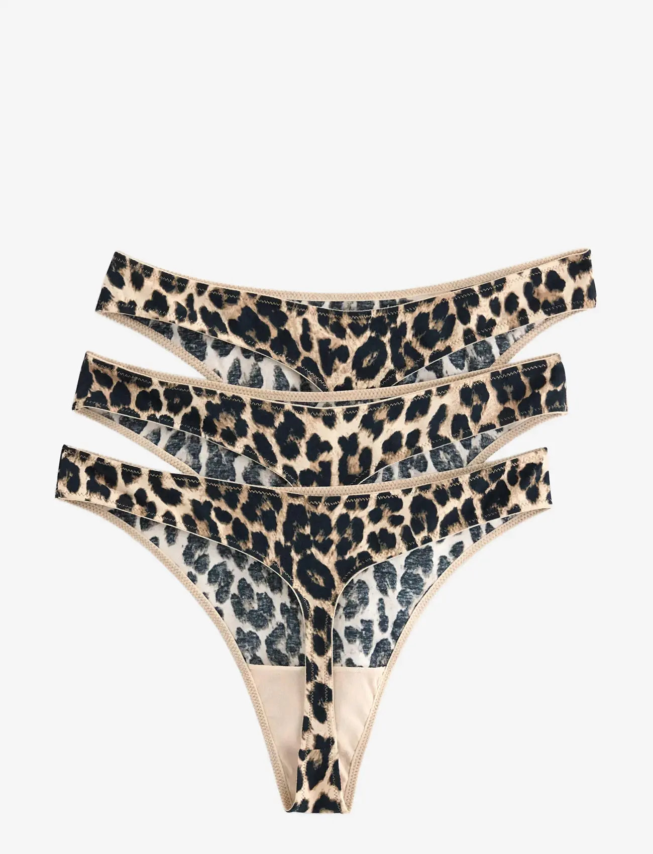 Lindex - 3-pack thong with low waist - stringtrusser - light brown - 1