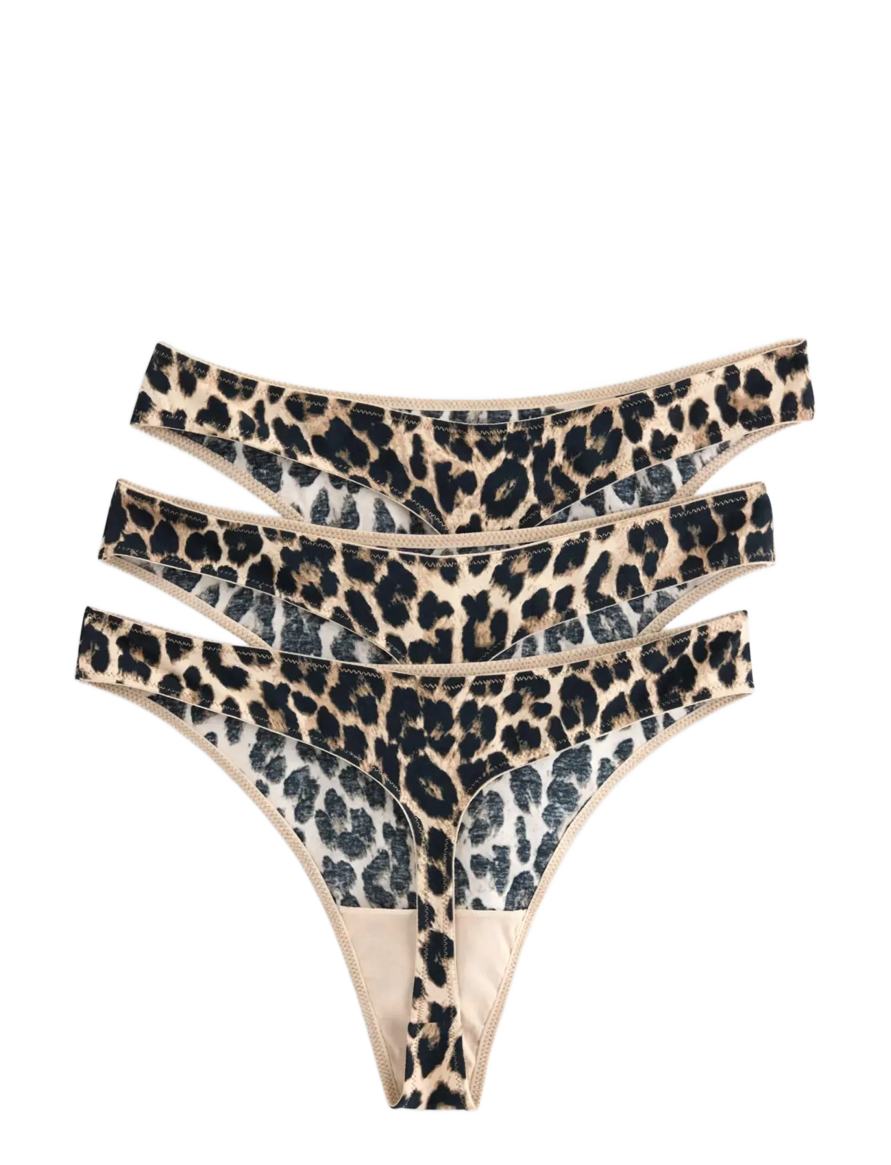 Lindex - 3-pack thong with low waist - thongs - light brown - 1