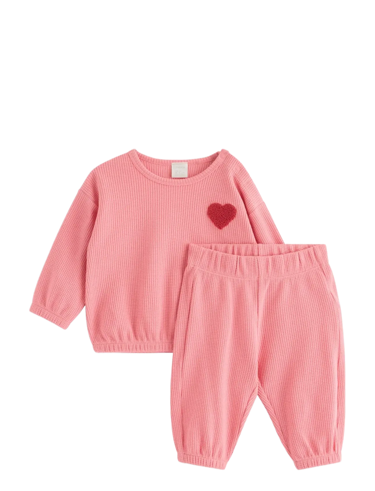 Lindex Set with waffled sweatshirt and trousers - Komplektai su marškinėliais ilgomis rankovėmis - LIGHT DUSTY PINK / pink/rose