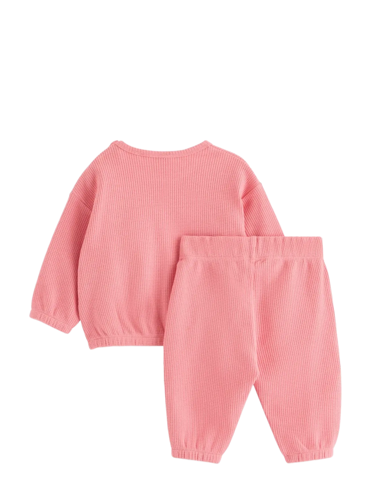 Lindex - Set with waffled sweatshirt and trousers - pikkade varrukatega t-särkide komplektid - light dusty pink - 1