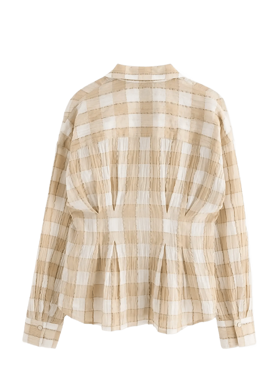 Lindex - Blouse with fitted waist - langärmelige blusen - beige - 2