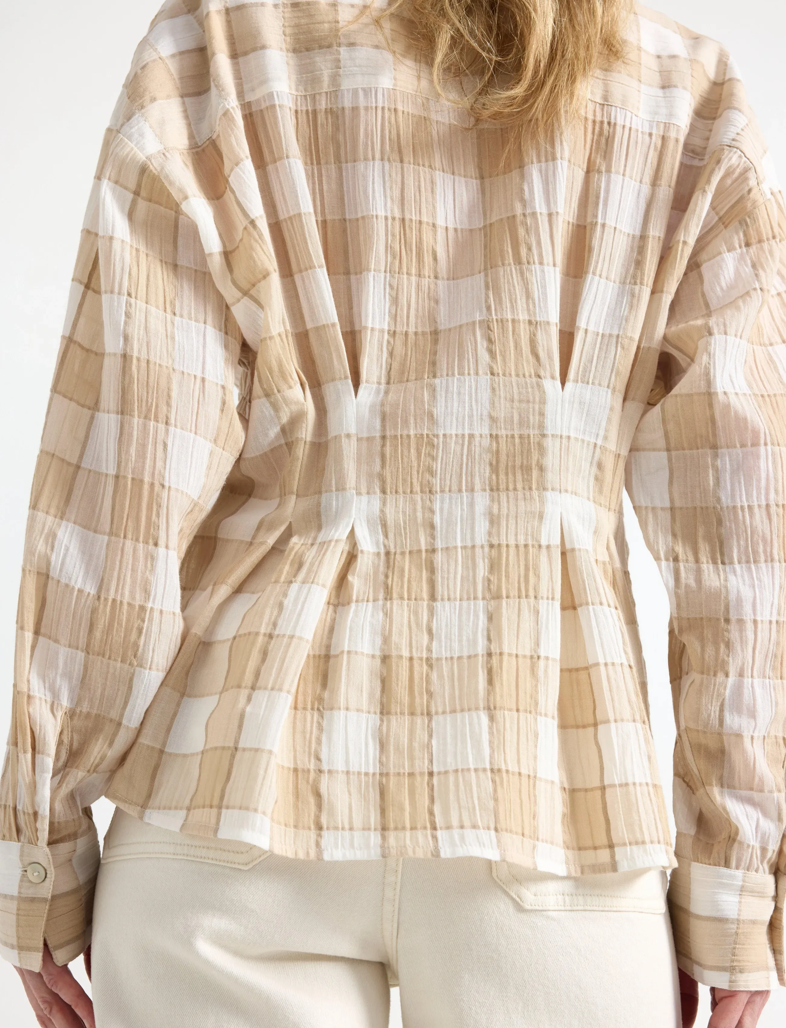 Lindex - Blouse with fitted waist - beige - 4