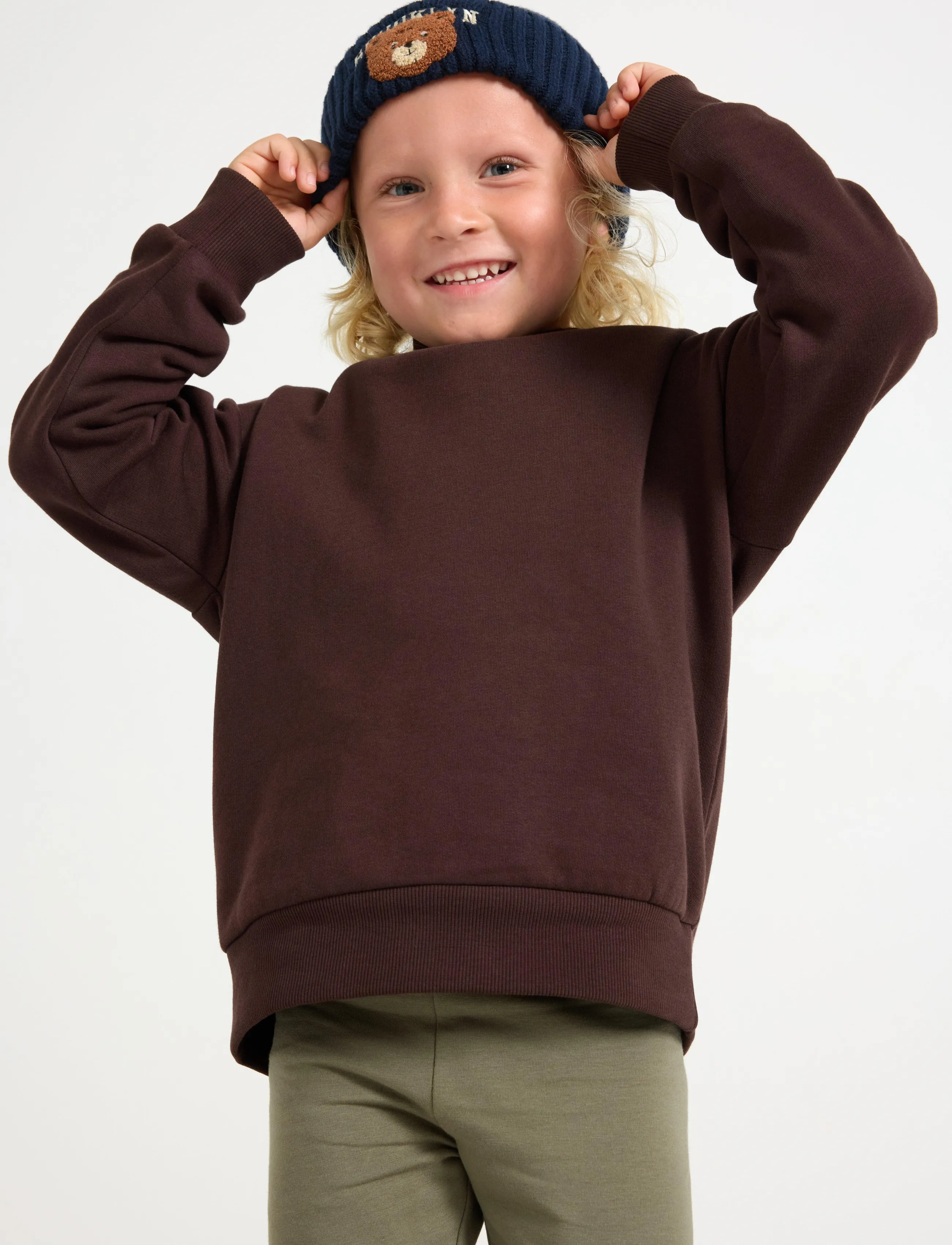 Lindex Hoodie, Børn, Hættetrøje, Brun, Str: 128