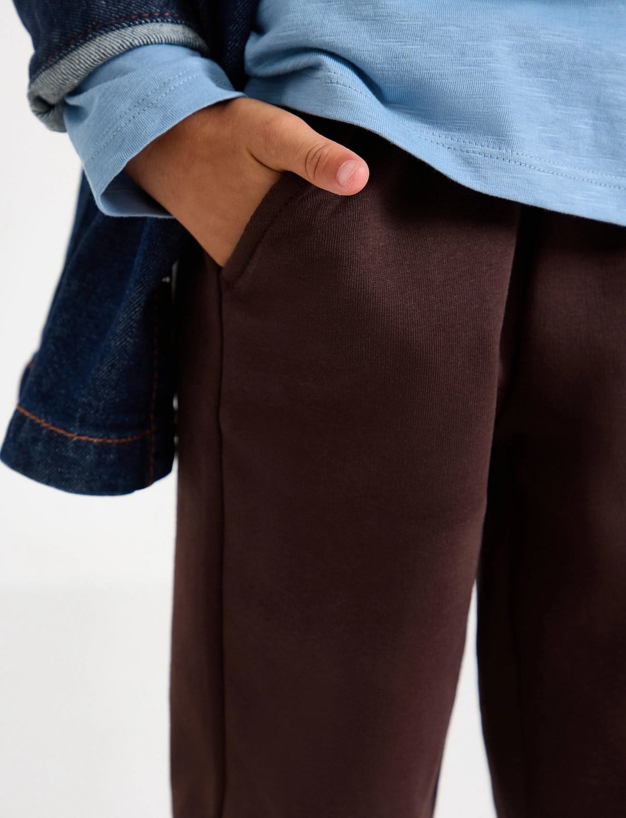 Lindex - Joggers with brushed inside - mjukisbyxor - dark brown - 4