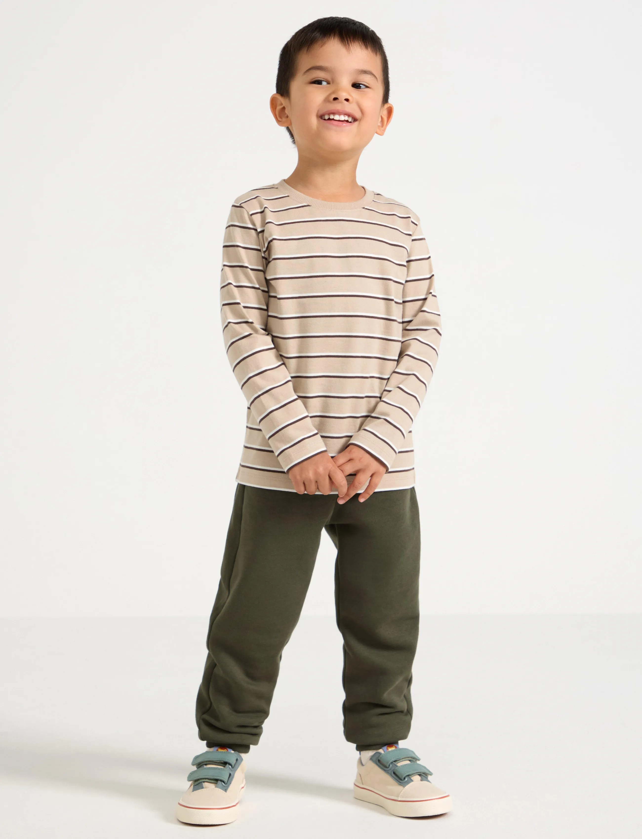Lindex Joggers With Brushed Inside, 104, Unterteile, Khakigrün - Sweatpants, Kinder