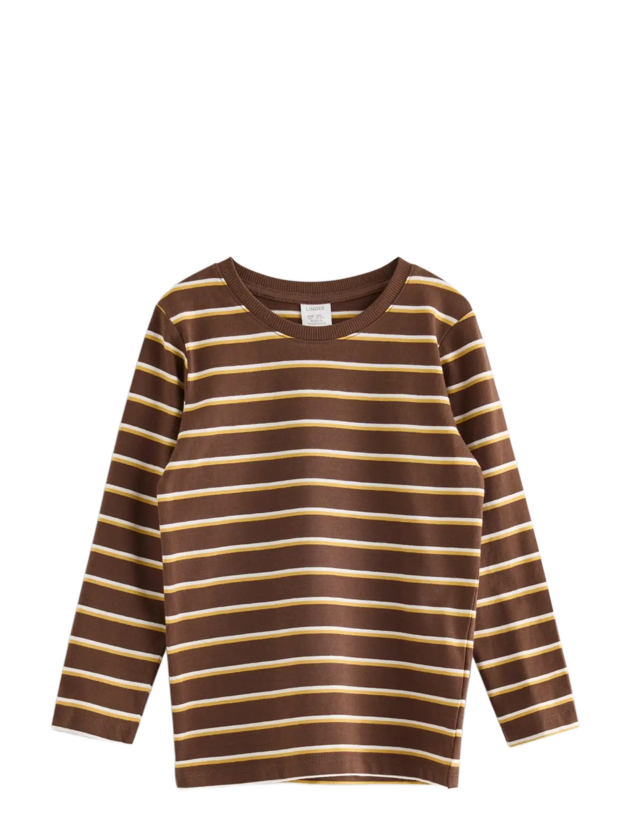 Lindex Striped Long-Sleeved Top, Børn, Stribet Langærmet Top, Brun, Str: 92
