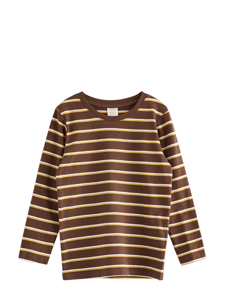 Lindex - Striped long-sleeved top - langärmelig - dark brown - 0