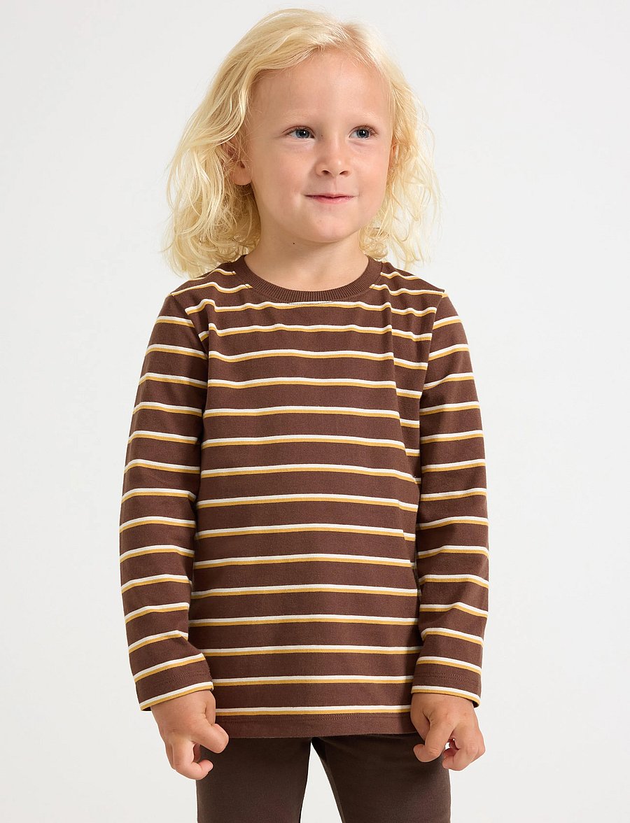 Lindex - Striped long-sleeved top - langärmelig - dark brown - 0