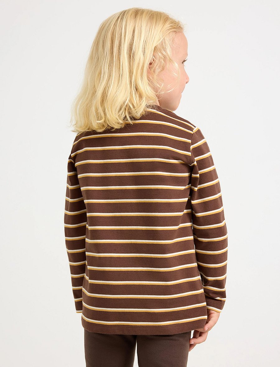 Lindex - Striped long-sleeved top - langärmelig - dark brown - 3