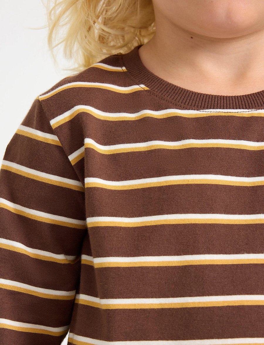 Lindex - Striped long-sleeved top - langärmelig - dark brown - 4