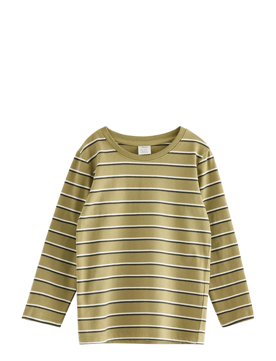 Lindex - Striped long-sleeved top - langärmelig - khaki - 0
