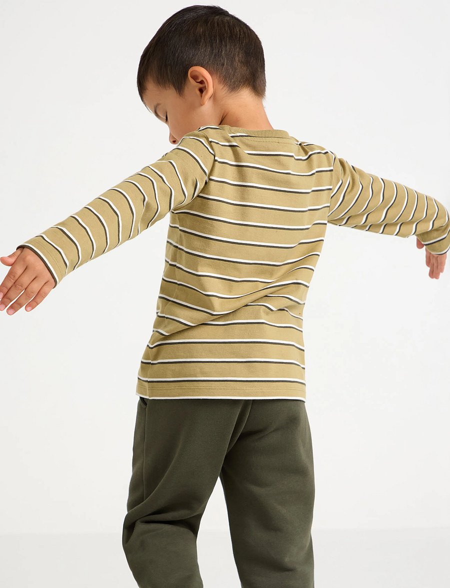 Lindex - Striped long-sleeved top - langärmelig - khaki - 3