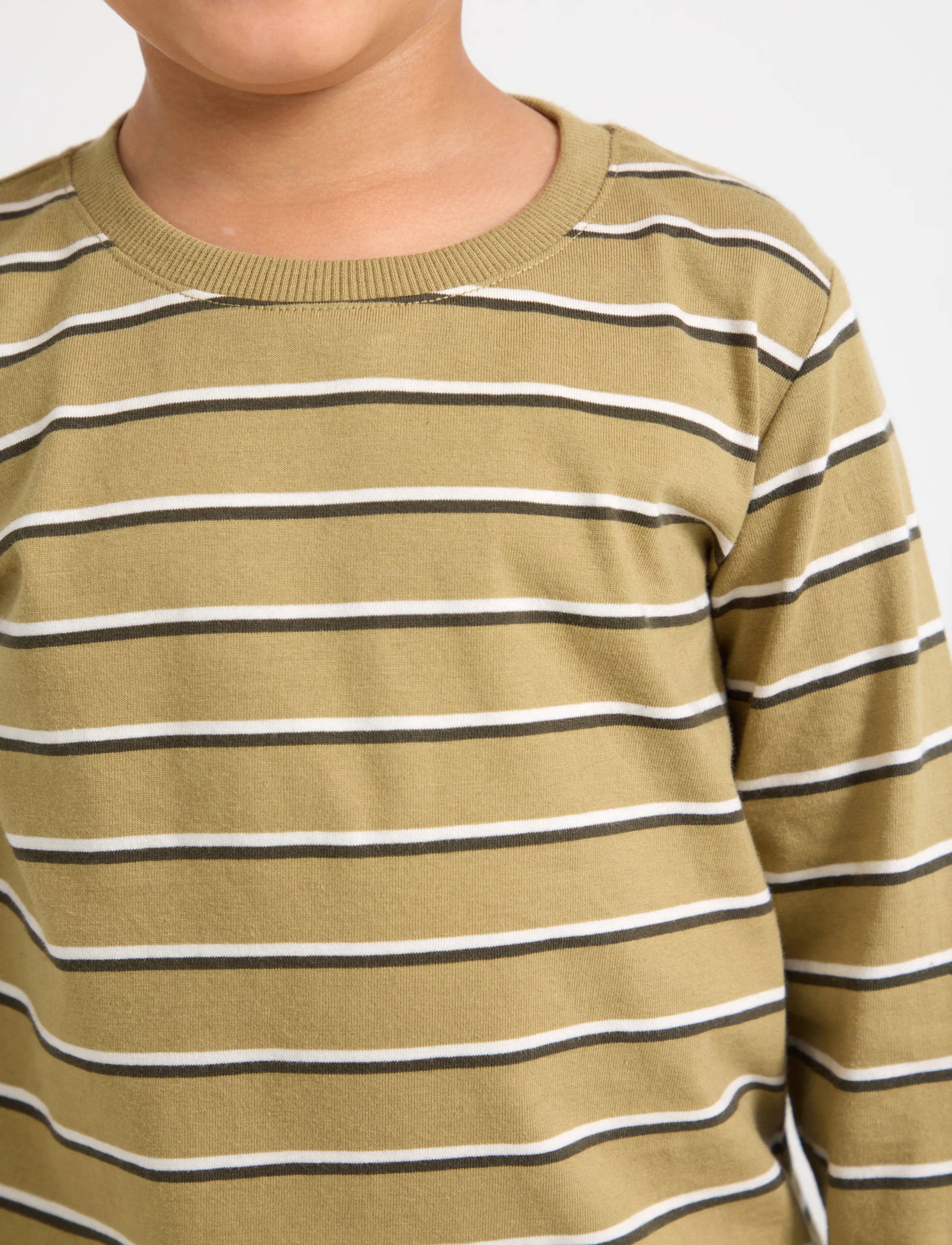 Lindex - Striped long-sleeved top - pikkade varrukatega t-särgid - khaki - 4