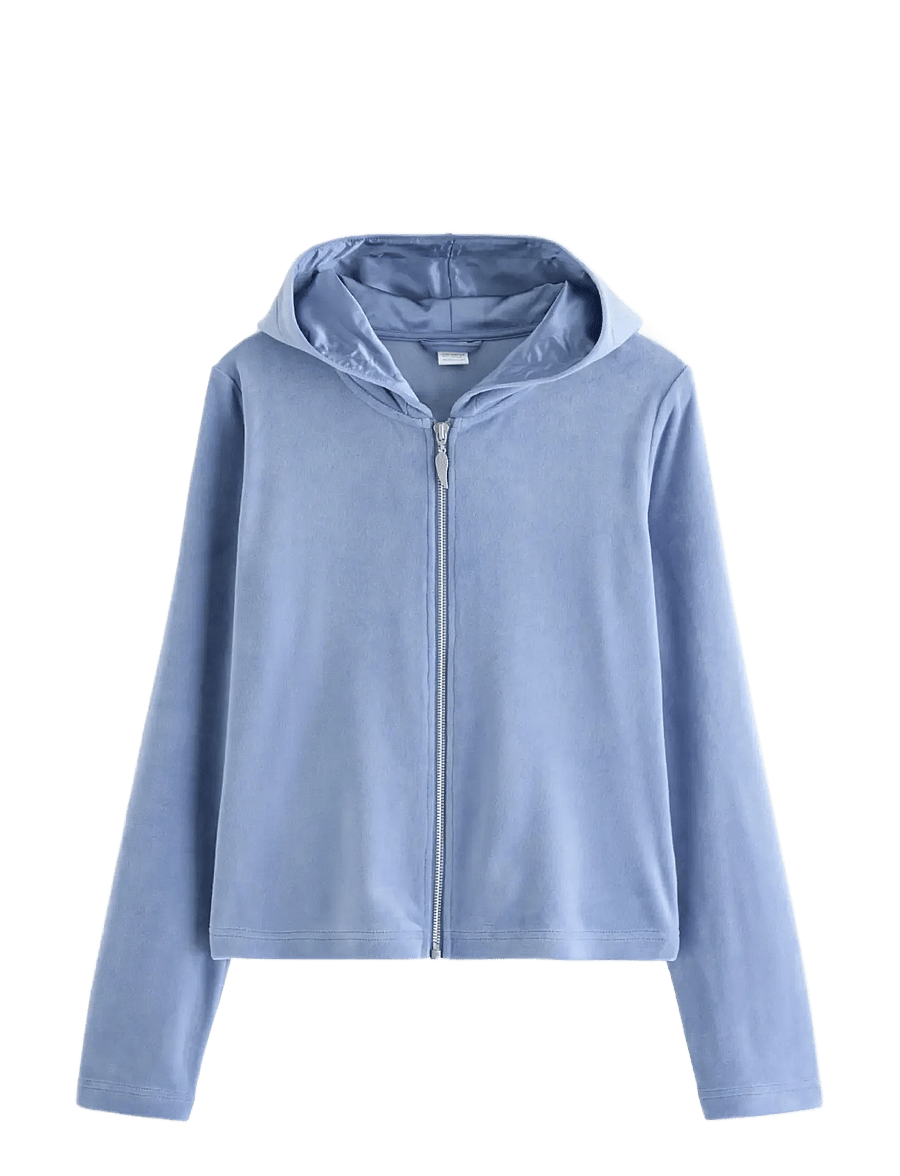 Lindex - Hoodie in velour - blue - 0