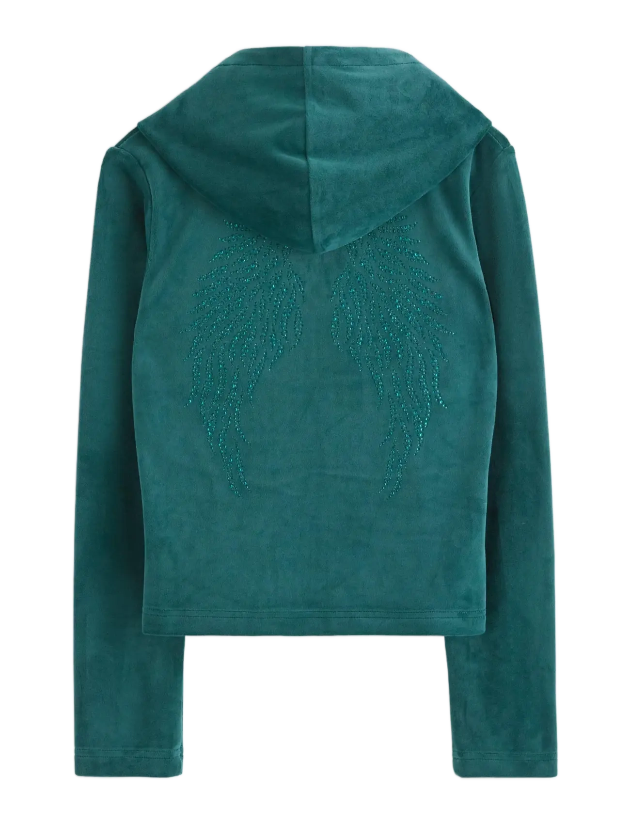 Lindex - Hoodie in velour - hættetrøjer - dark dusty turquoise - 1