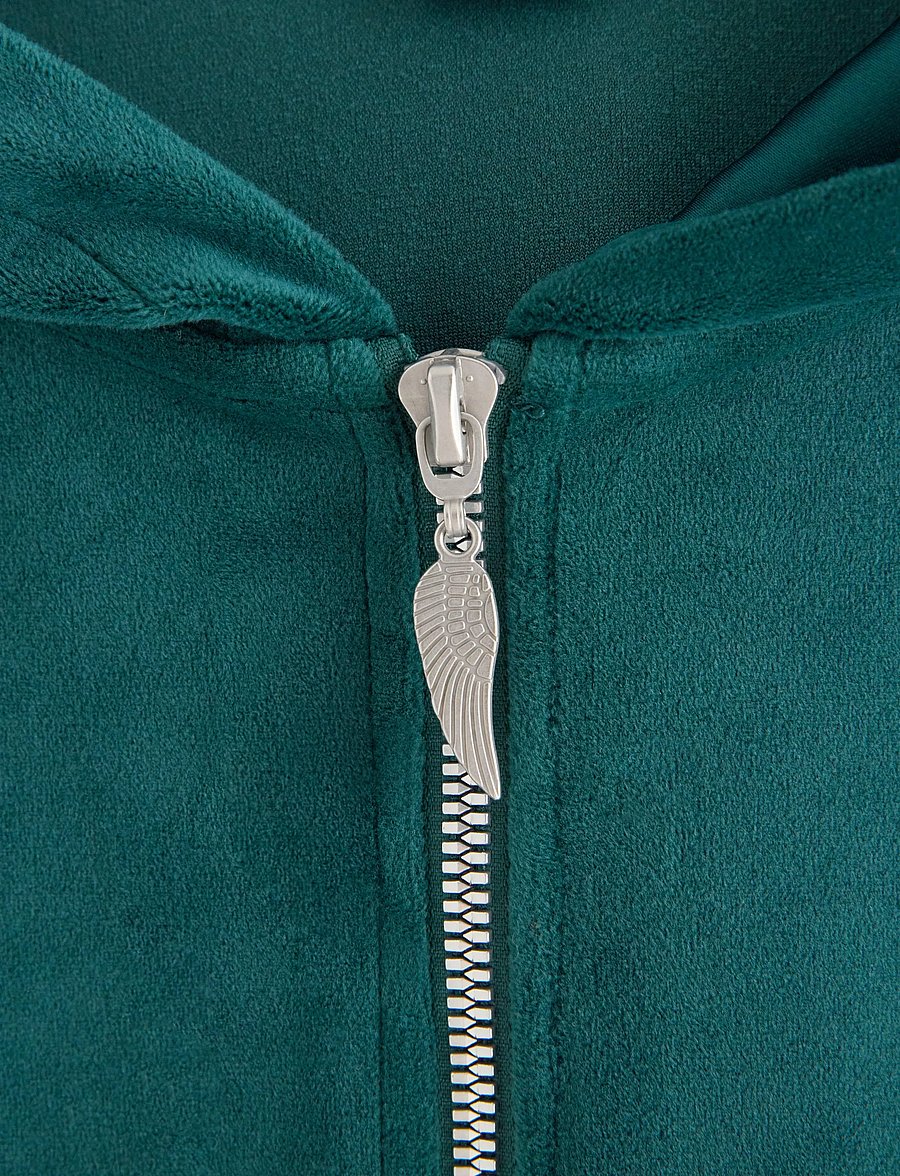 Lindex - Hoodie in velour - hættetrøjer - dark dusty turquoise - 2