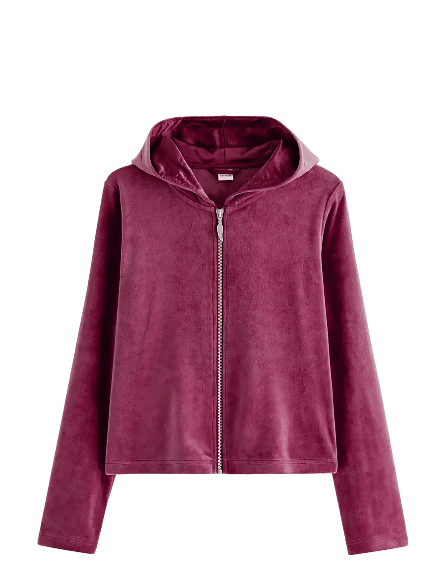 Lindex - Hoodie in velour - kapuzenpullover - dark red - 0
