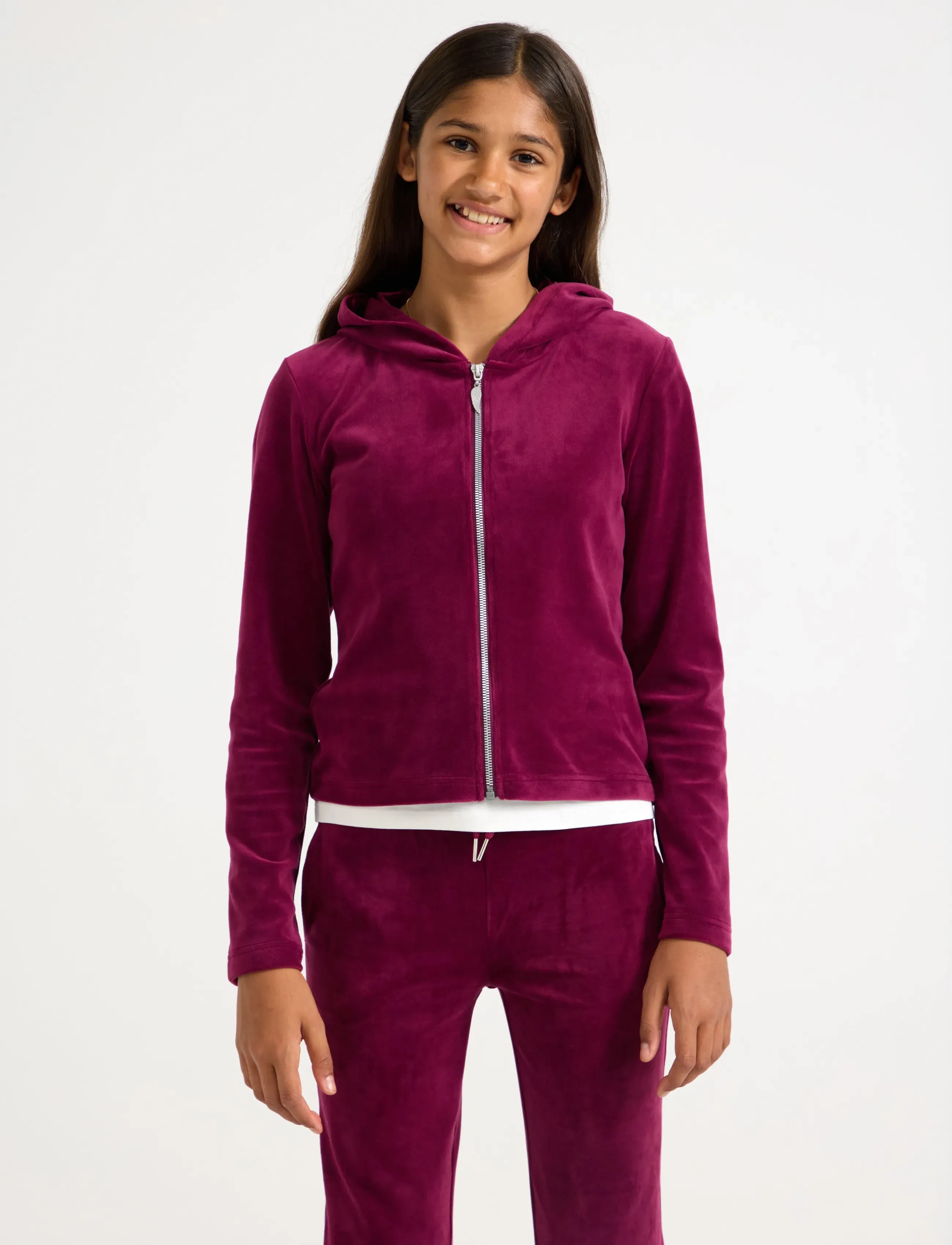 Lindex Hoodie in velour - Hættetrøjer - DARK RED / burgundy