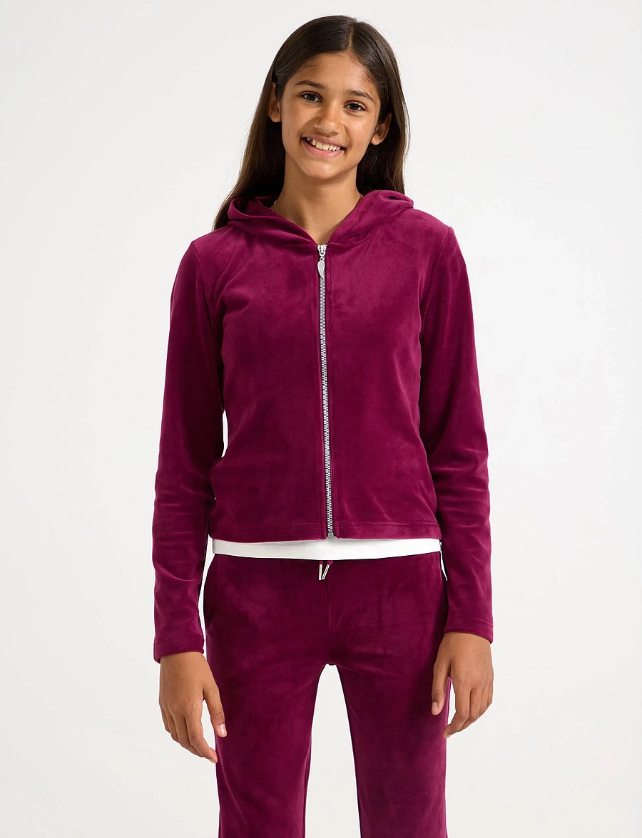 Lindex - Hoodie in velour - huvtröjor - dark red - 0