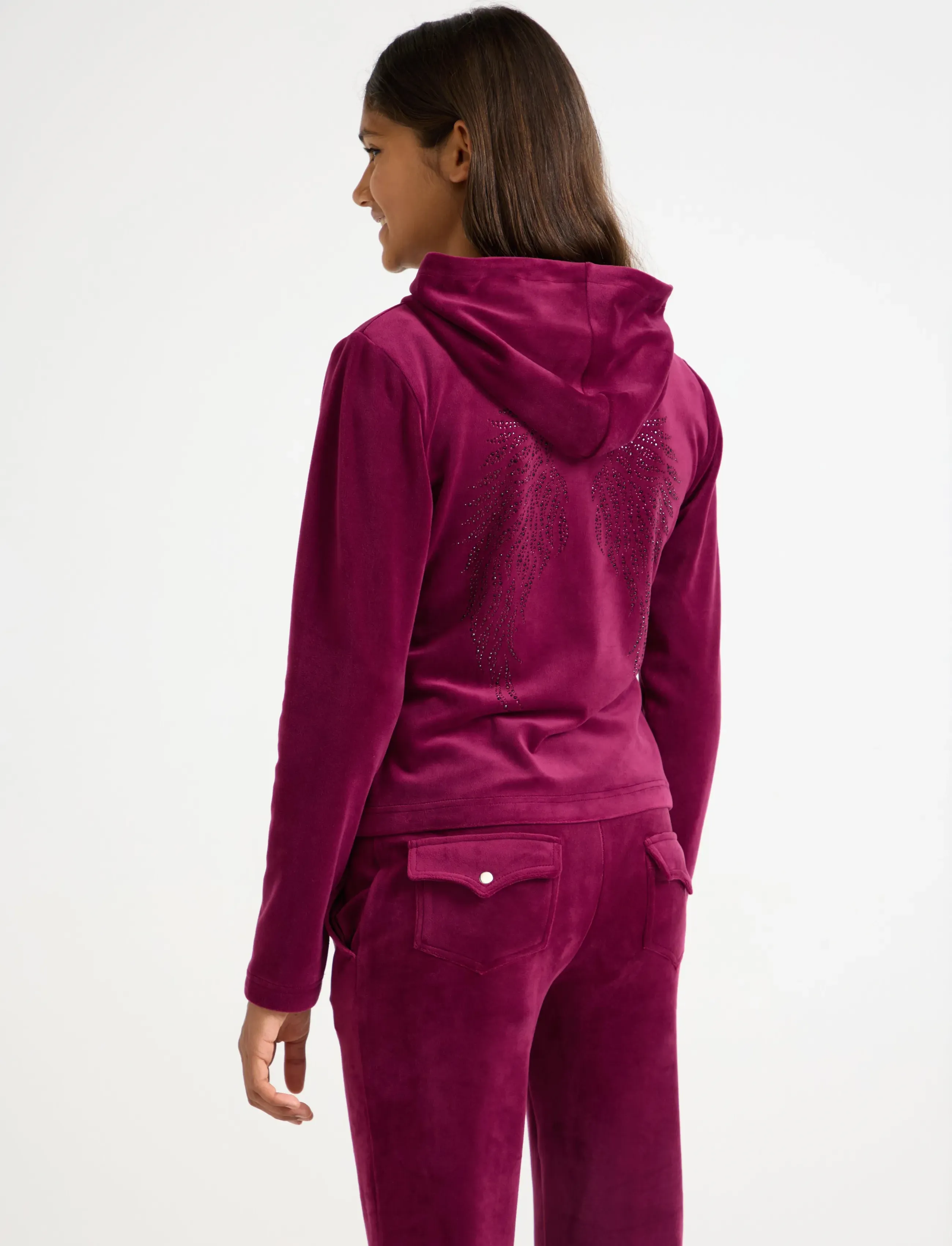 Lindex - Hoodie in velour - huvtröjor - dark red - 3