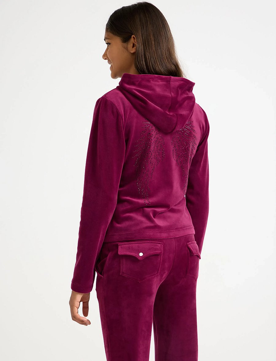 Lindex - Hoodie in velour - huvtröjor - dark red - 3