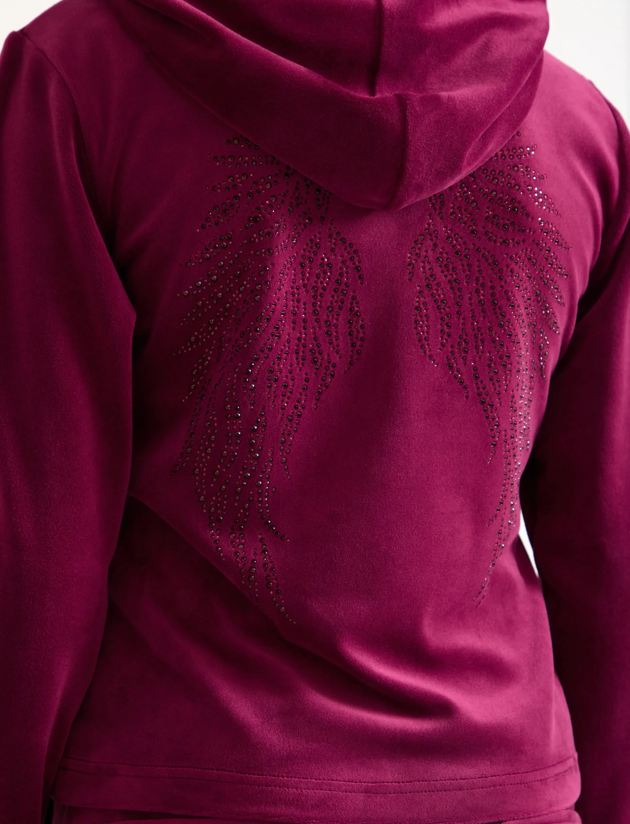 Lindex - Hoodie in velour - huvtröjor - dark red - 4
