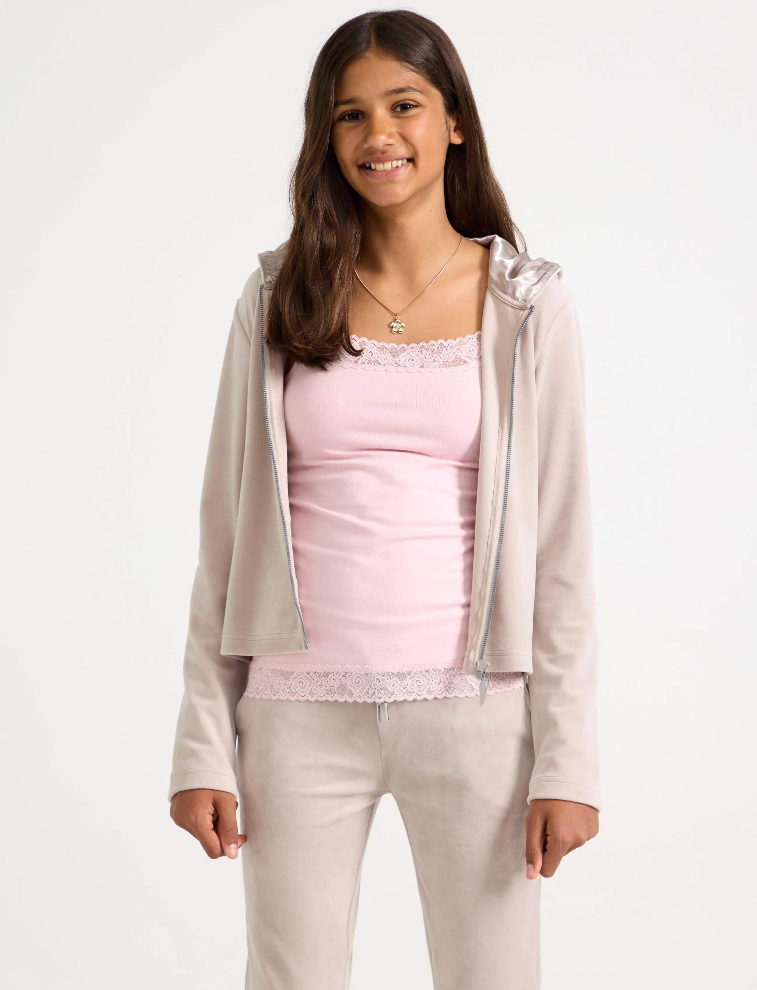 Lindex Hoodie in velour - Kapuzenpullover - LIGHT GREY / grey