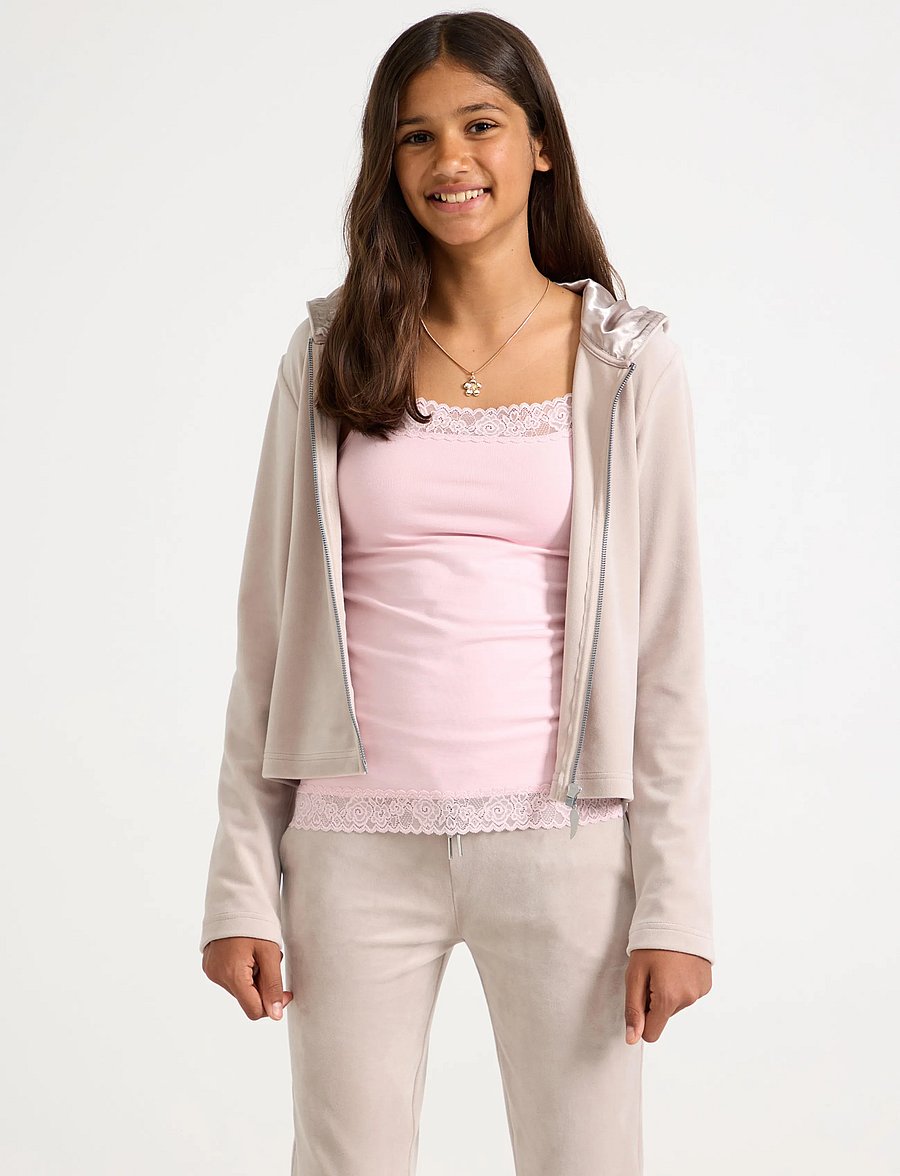 Lindex - Hoodie in velour - kapuzenpullover - light grey - 0
