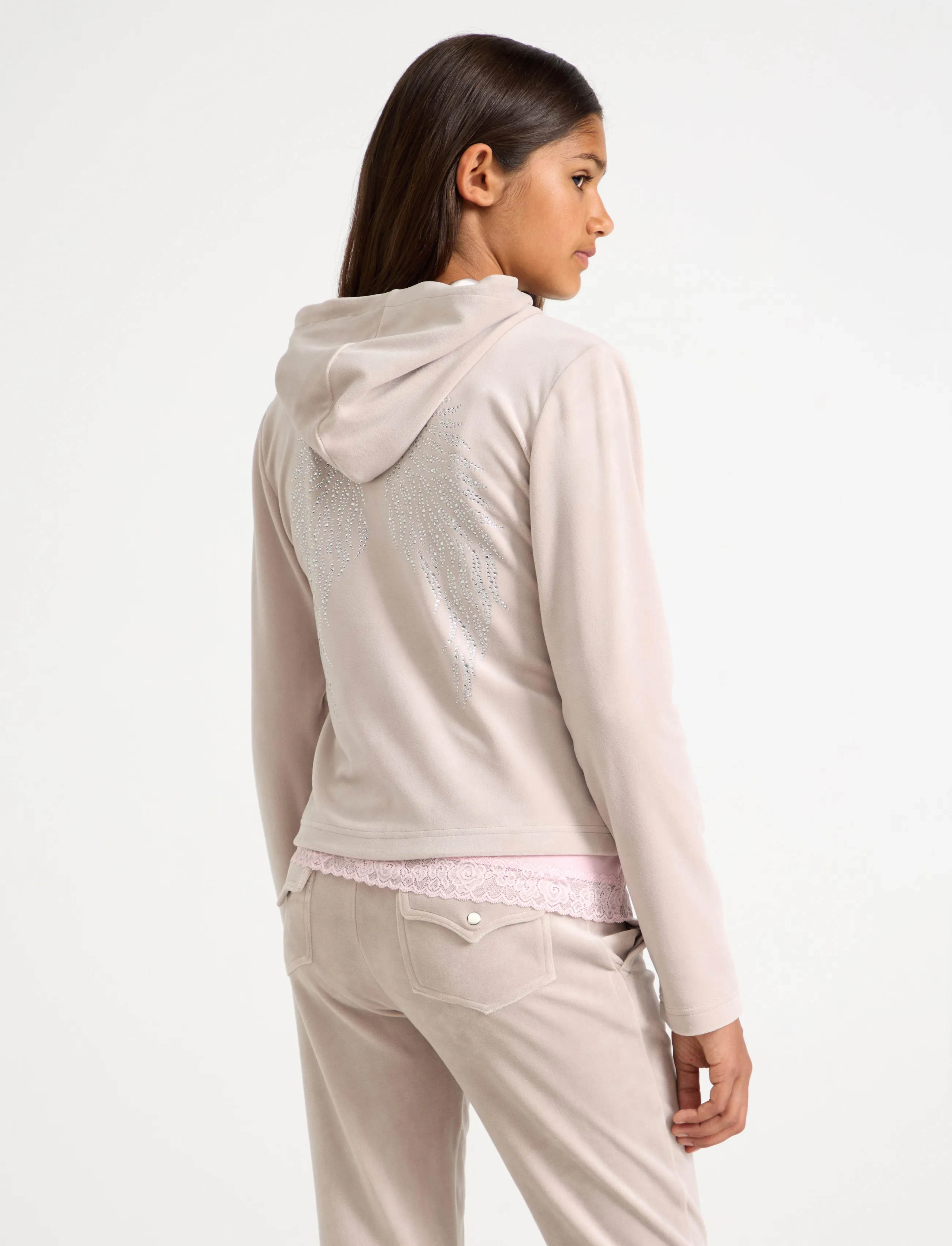 Lindex - Hoodie in velour - kapuzenpullover - light grey - 3