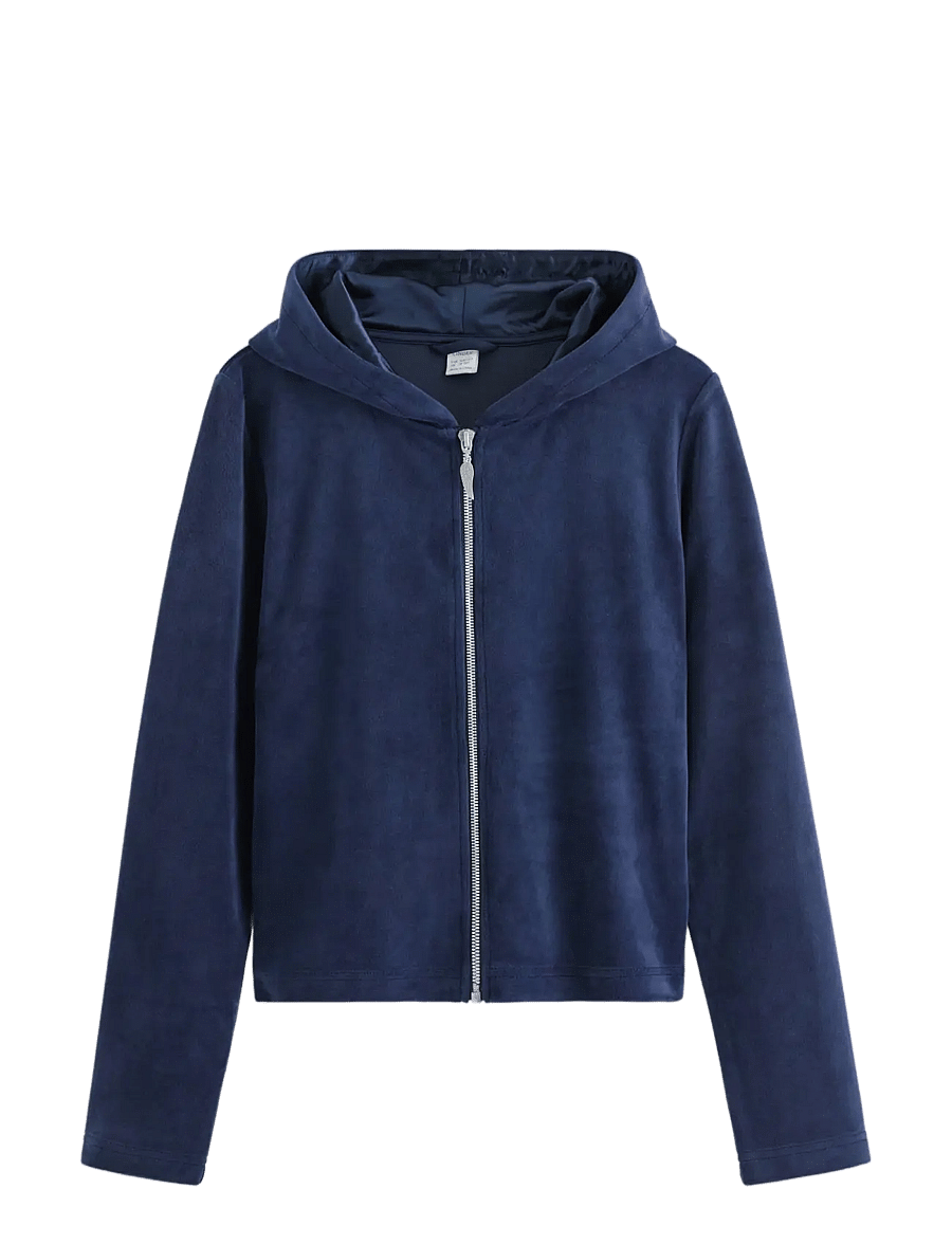 Lindex - Hoodie in velour - hættetrøjer - navy - 0