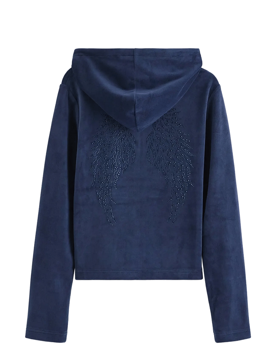 Lindex - Hoodie in velour - hættetrøjer - navy - 1