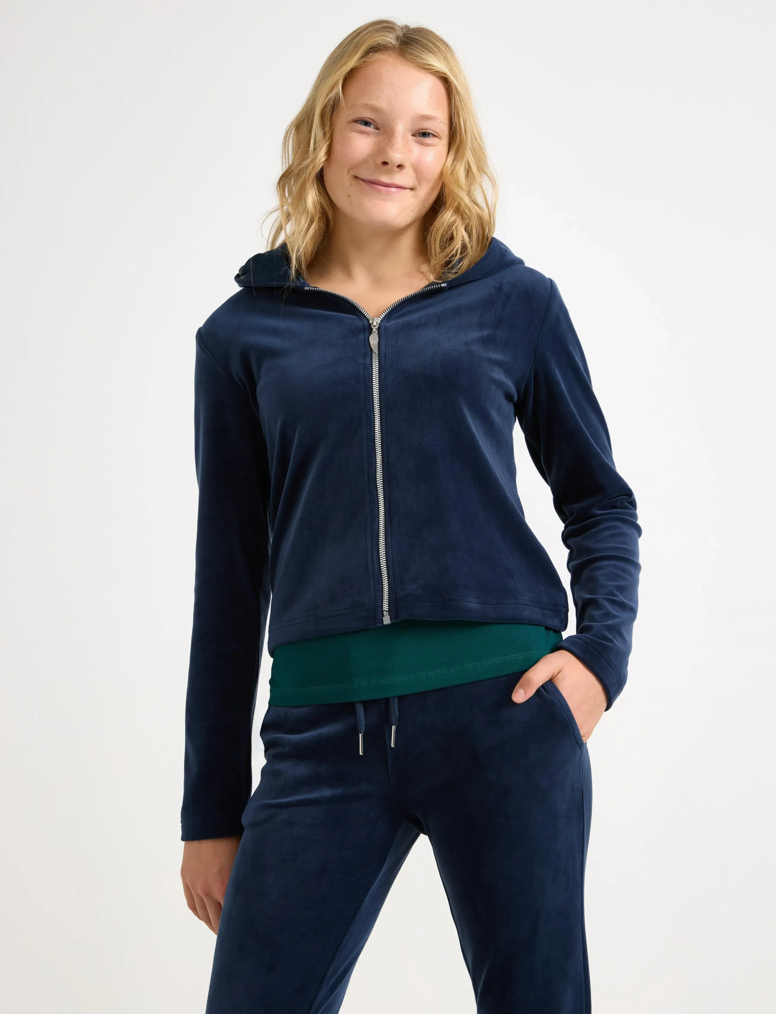 Lindex - Hoodie in velour - kapuutsiga pusad - navy - 0