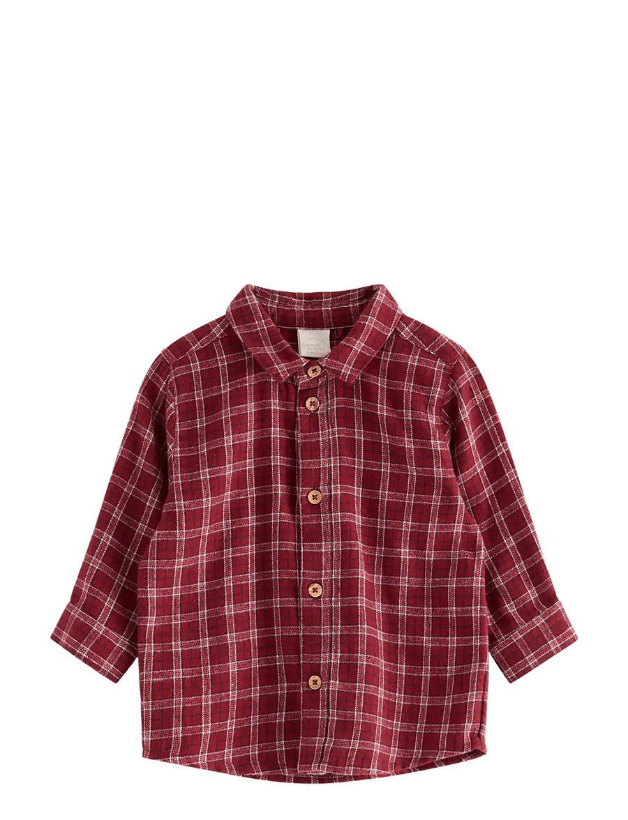 Lindex - Long-sleeved flannel shirt - langärmlige hemden - dark red - 0