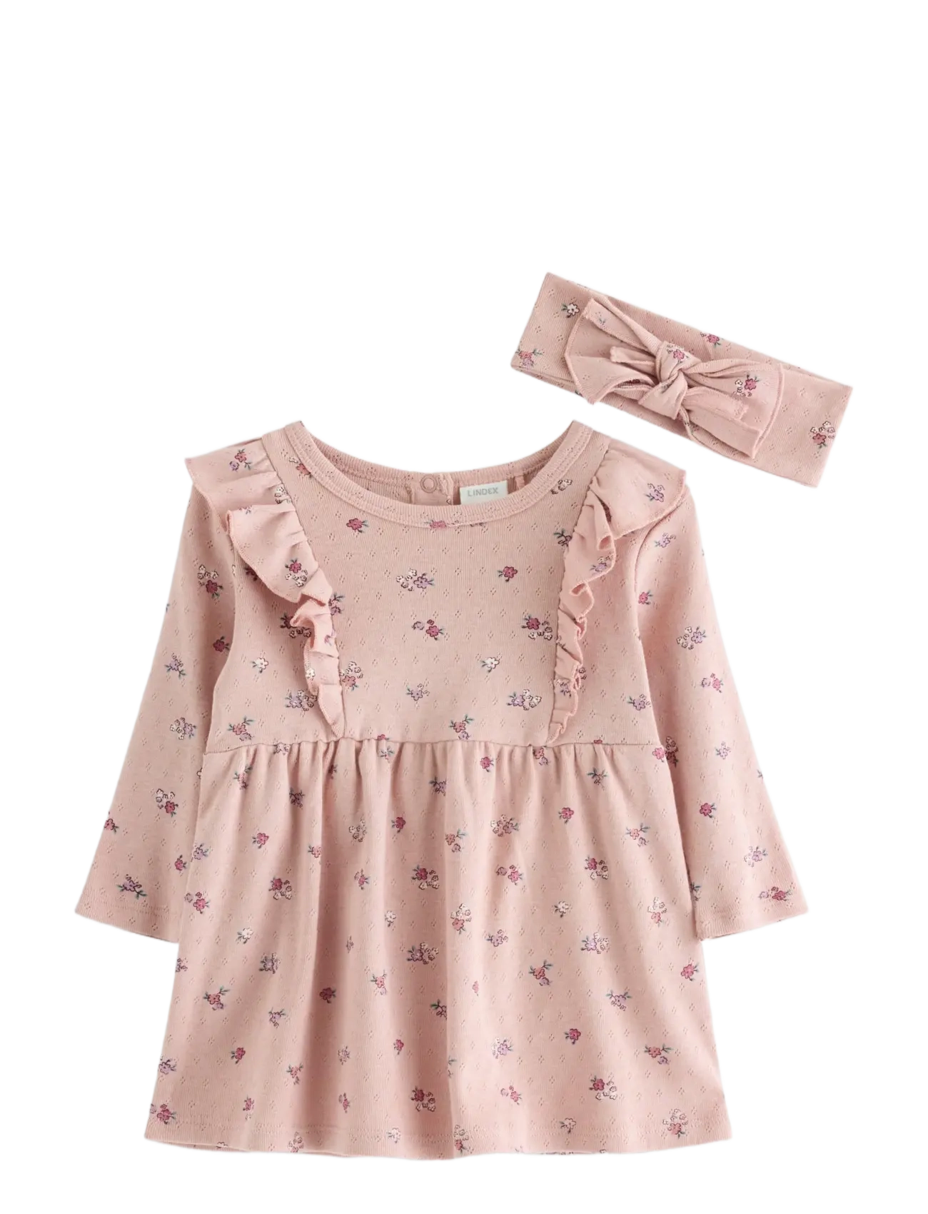 Lindex Set With Dress And Headband, 62, Baby Dresses, Rosa - Long-sleeved Kinder
