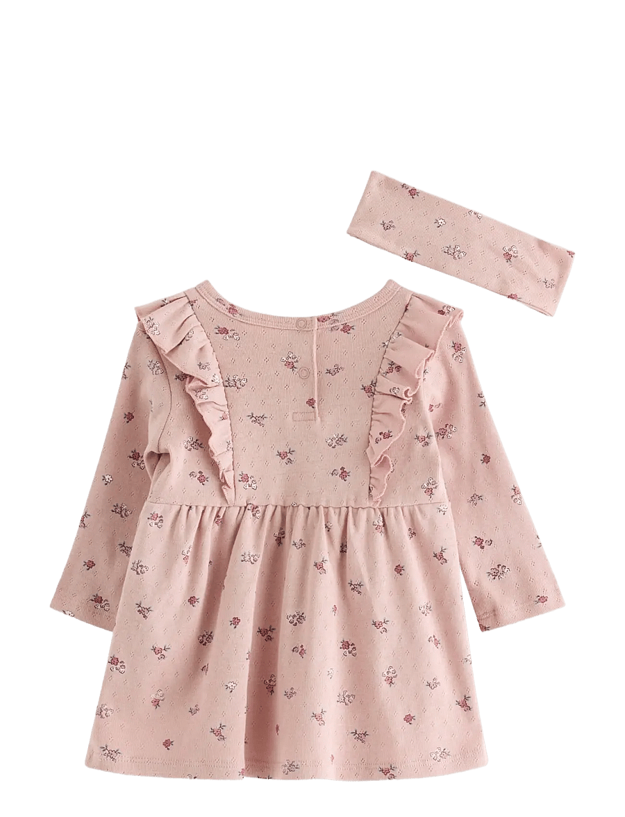 Lindex - Set with dress and headband - långärmade babyklänningar - dusty pink - 1