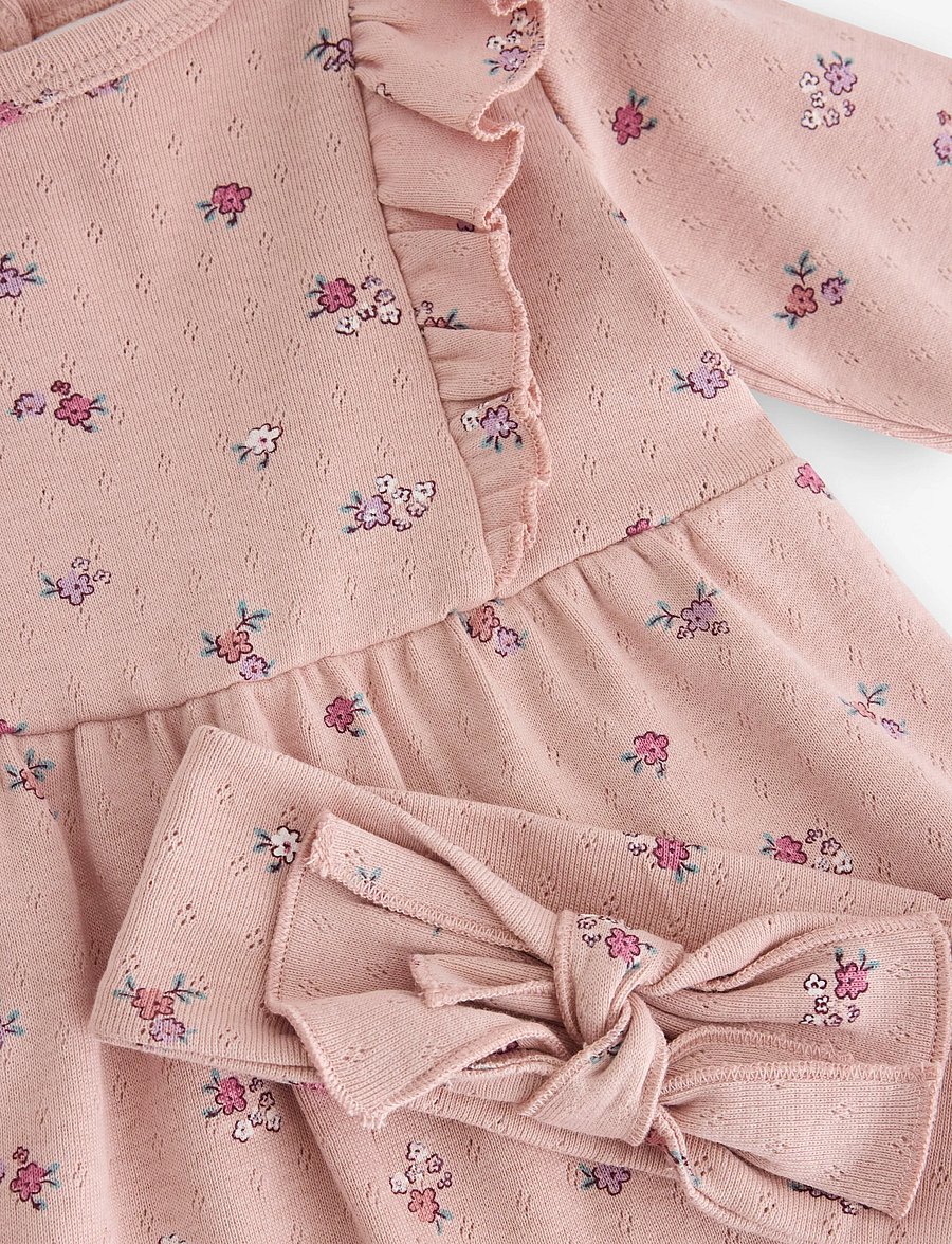 Lindex - Set with dress and headband - långärmade babyklänningar - dusty pink - 2