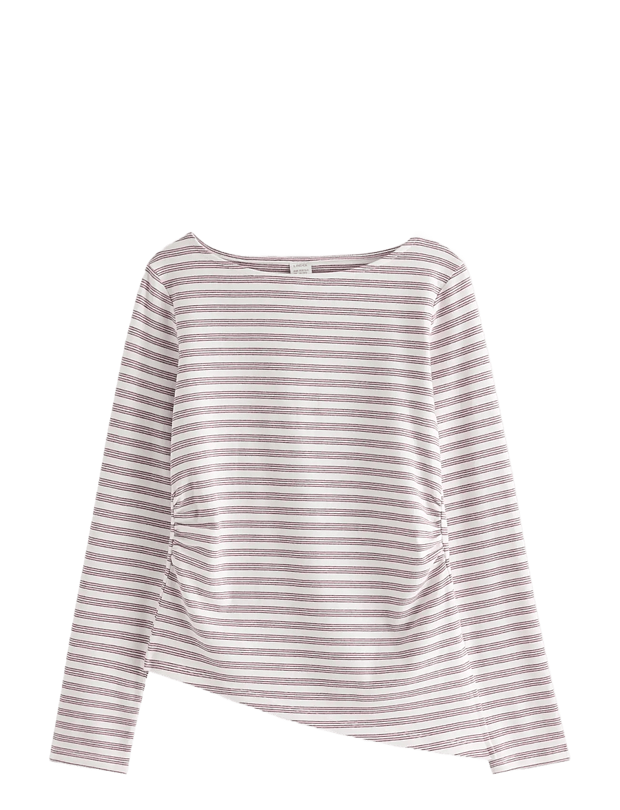 Lindex - Long-sleeved top with gatherings - långärmade t-shirts - light dusty white - 1