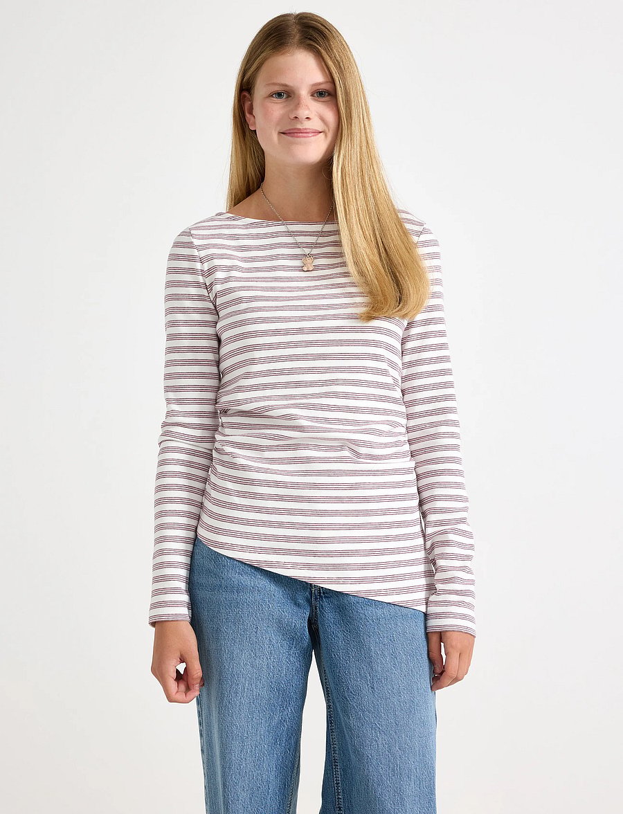 Lindex - Long-sleeved top with gatherings - långärmade t-shirts - light dusty white - 0