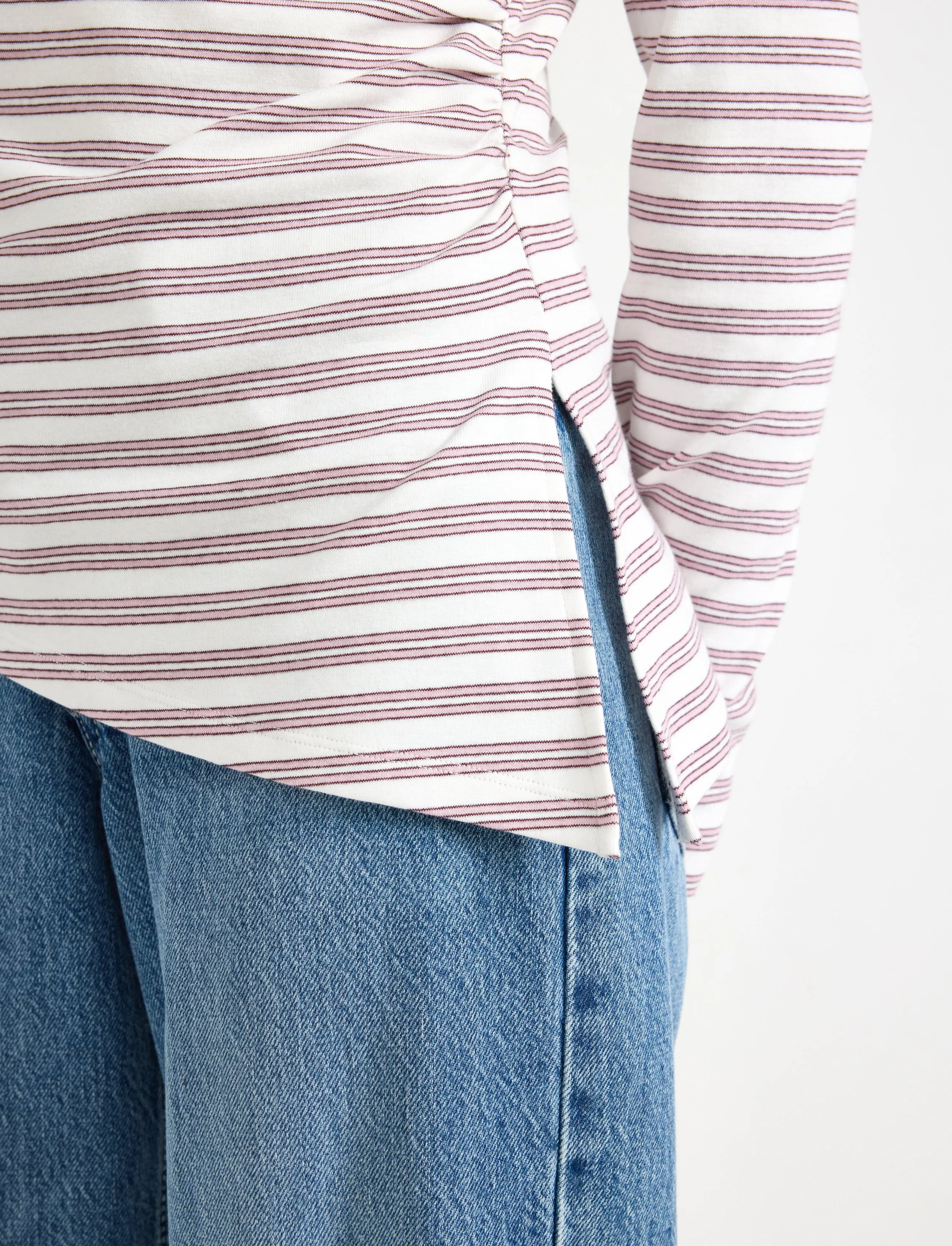 Lindex - Long-sleeved top with gatherings - långärmade t-shirts - light dusty white - 4