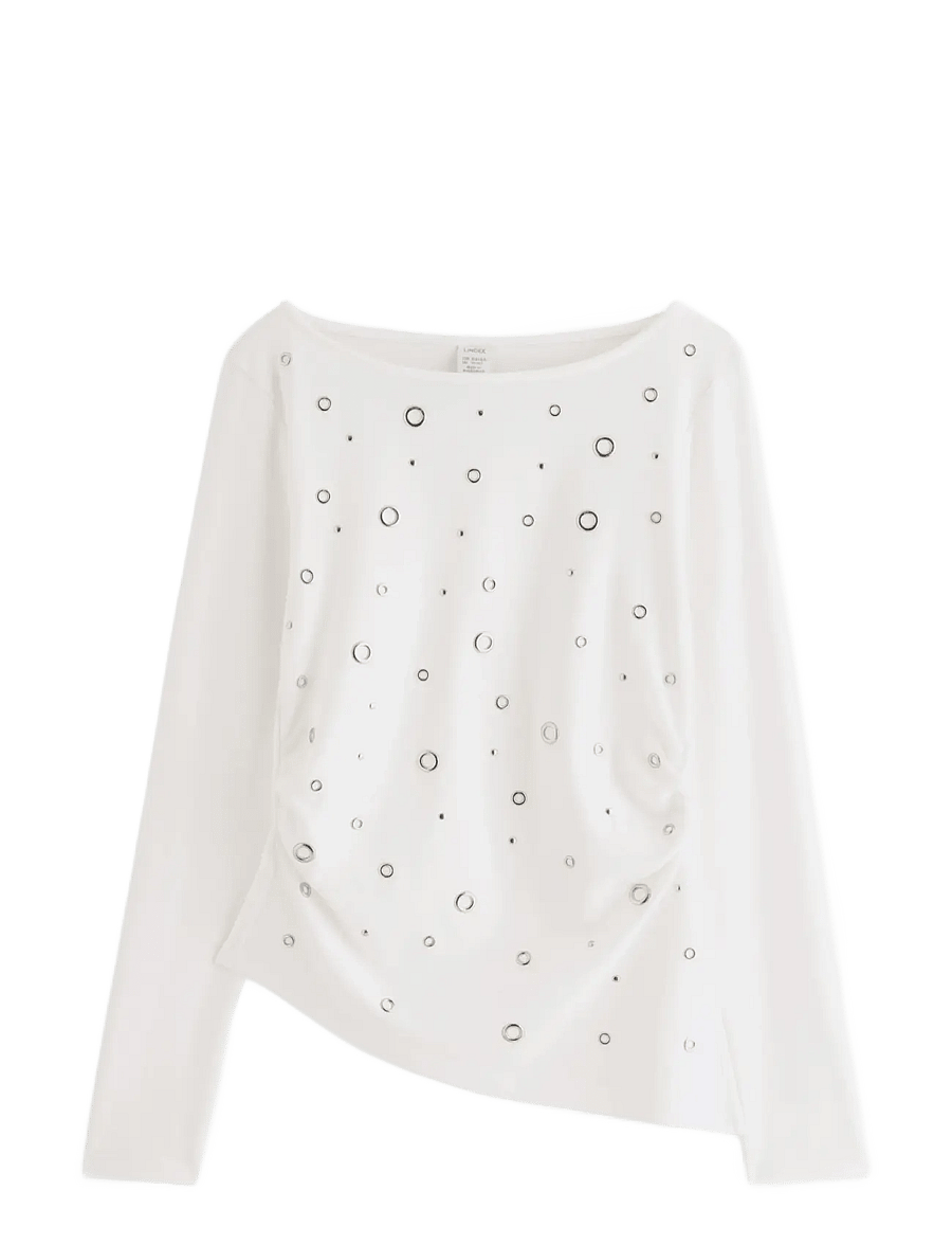 Lindex - Long-sleeved top with gatherings - langärmelig - off white - 1