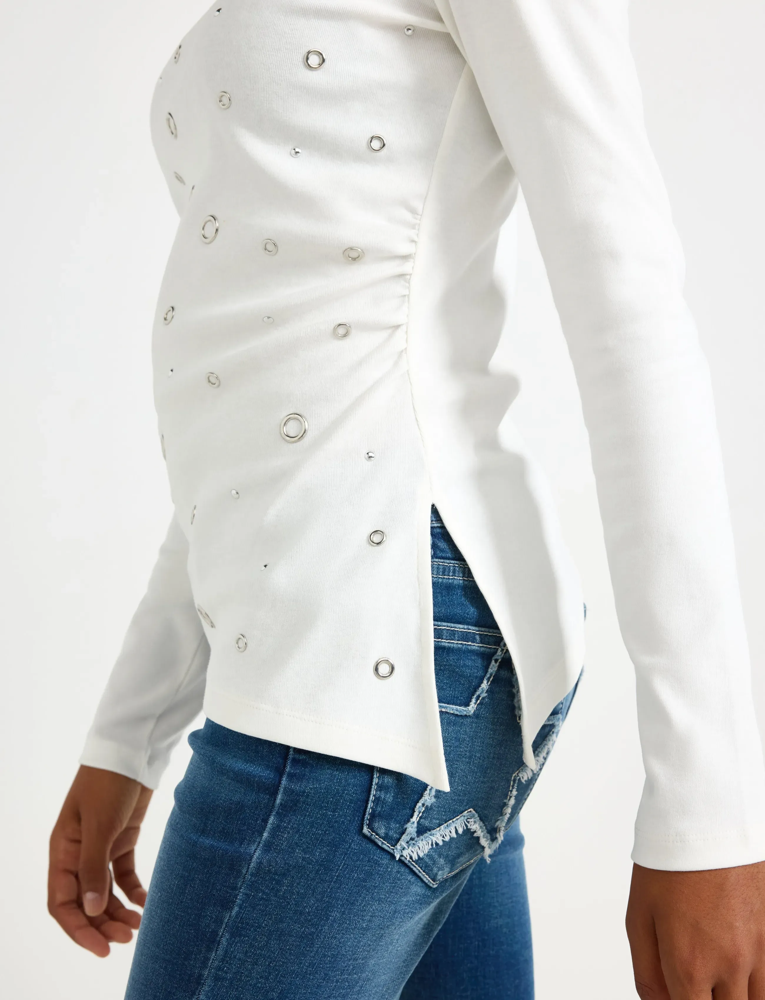 Lindex - Long-sleeved top with gatherings - langärmelig - off white - 4