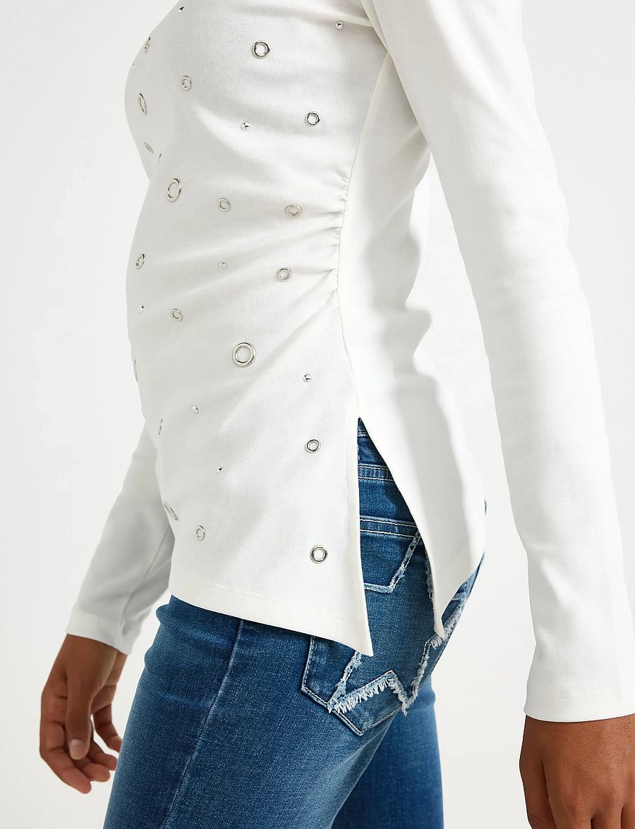 Lindex - Long-sleeved top with gatherings - langärmelig - off white - 4