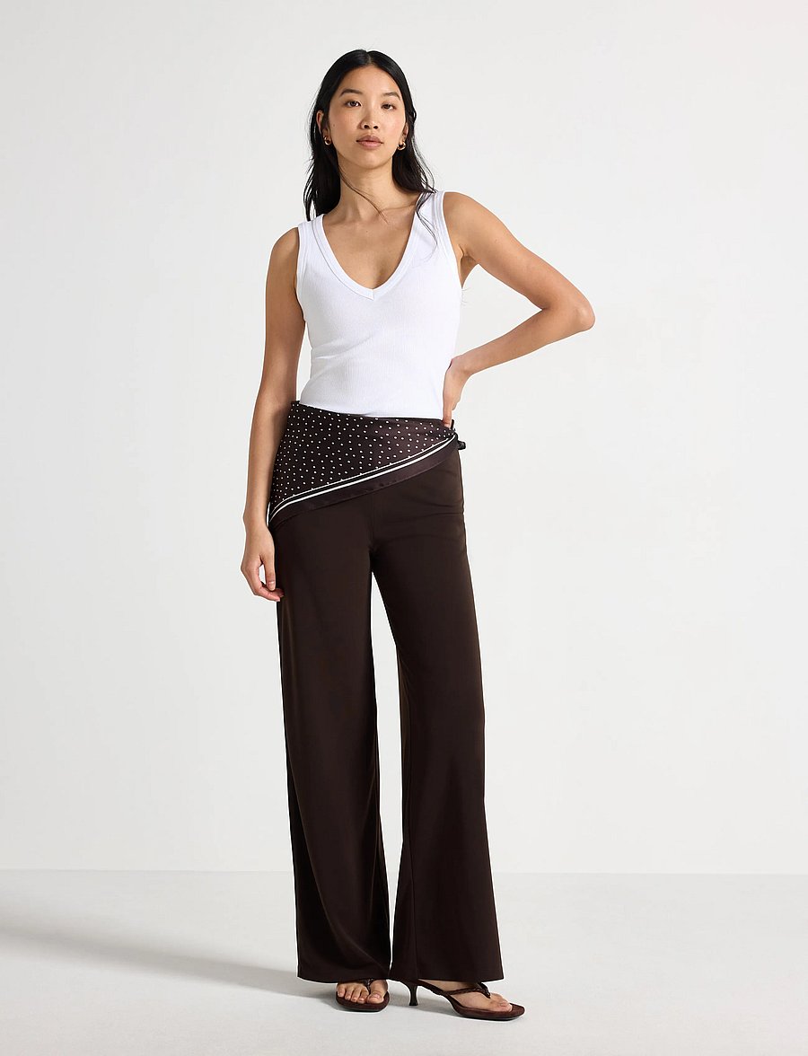 Lindex - Jersey trousers - vida byxor - dark brown - 0