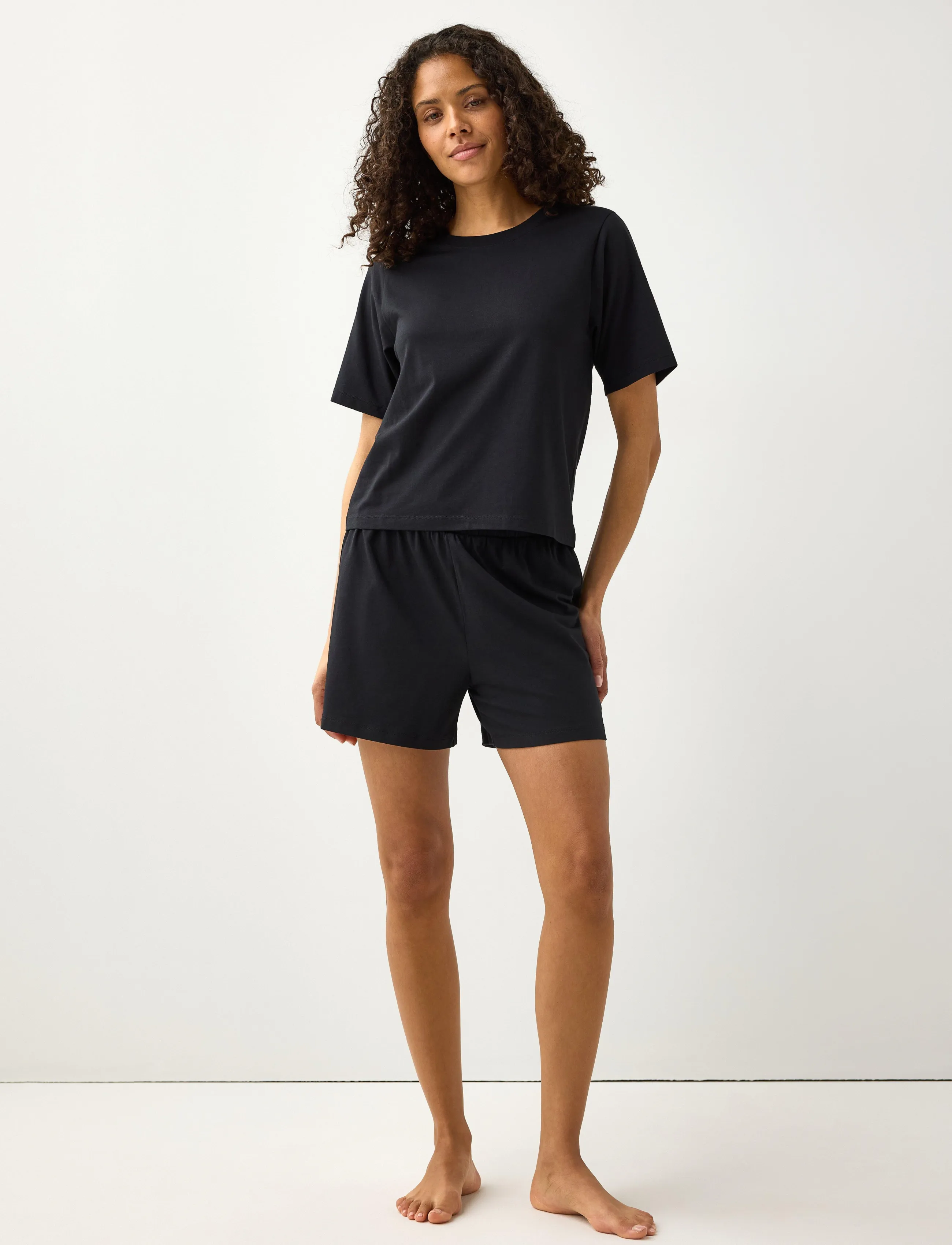 Lindex Coolmax Pyjama Set, Kvinder, Shorts Pyjamas Sæt, Sort, Str: L