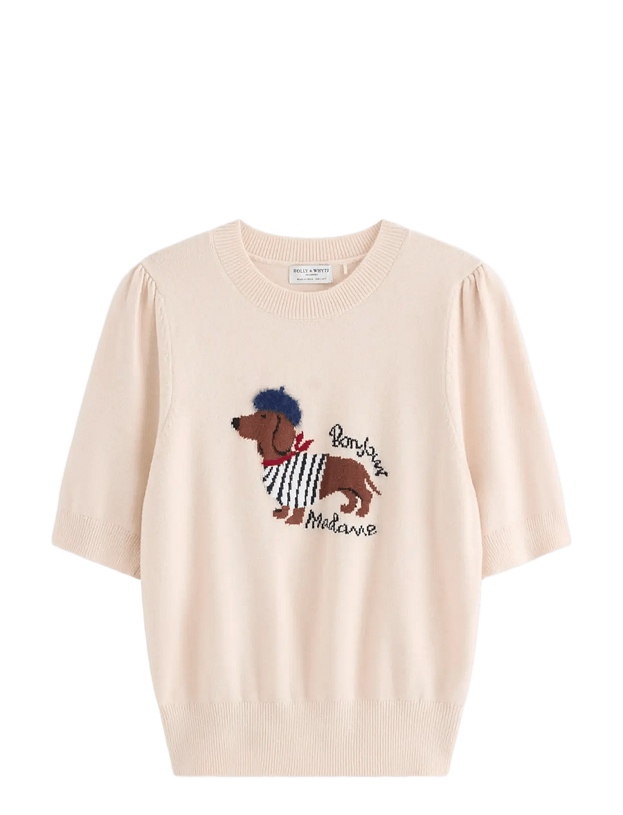 Lindex - Short sleeved knitted jumper - pullover - beige melange - 1