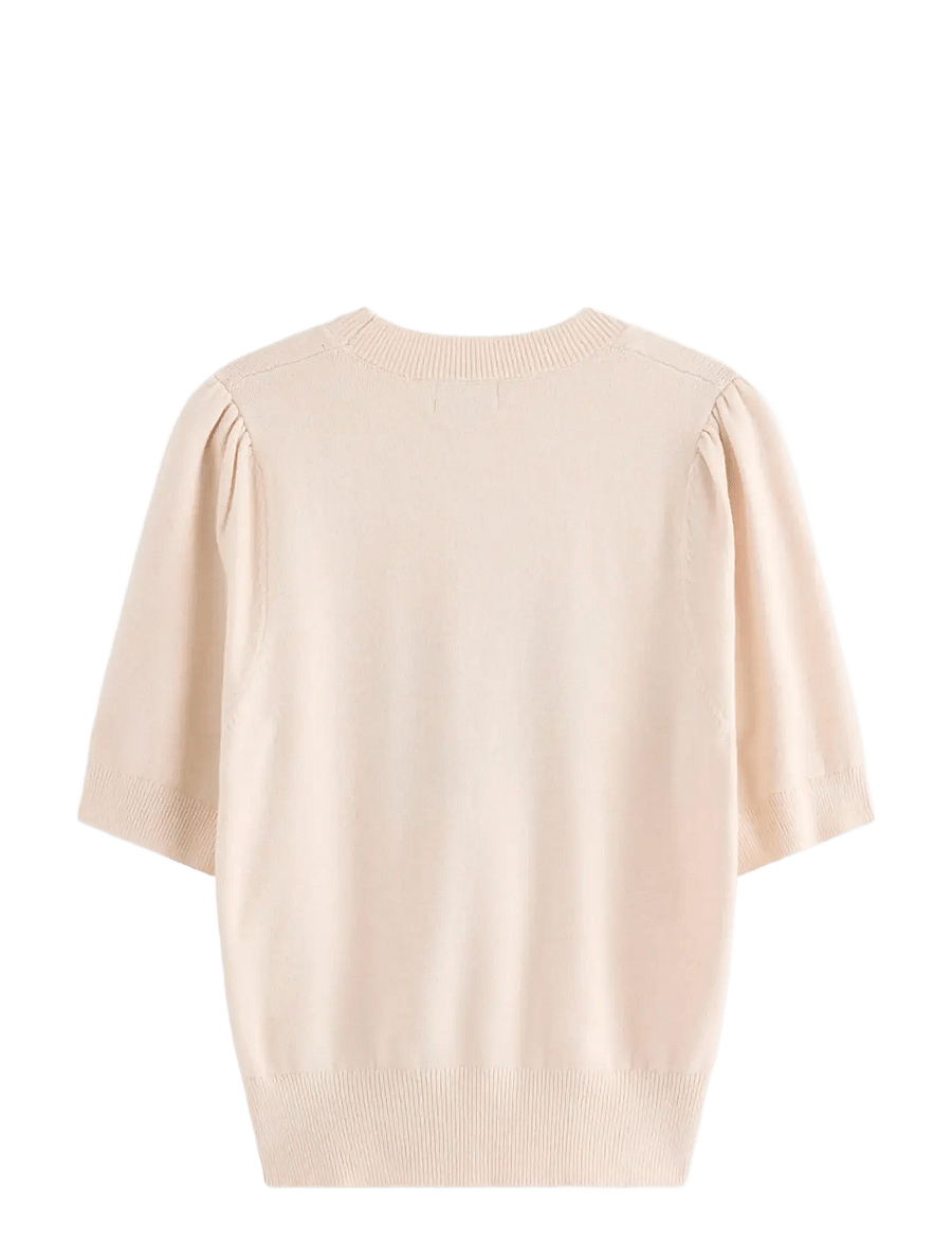 Lindex - Short sleeved knitted jumper - pullover - beige melange - 2